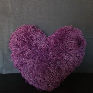 Purple Heart-Shaped Furry Pillow